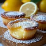 Baby Lemon Impossible Pie with custard center and golden crust