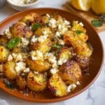 Baked Feta Potatoes with herbs and crispy edges