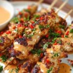 Grilled Bang Bang Chicken Skewers with Creamy Sauce