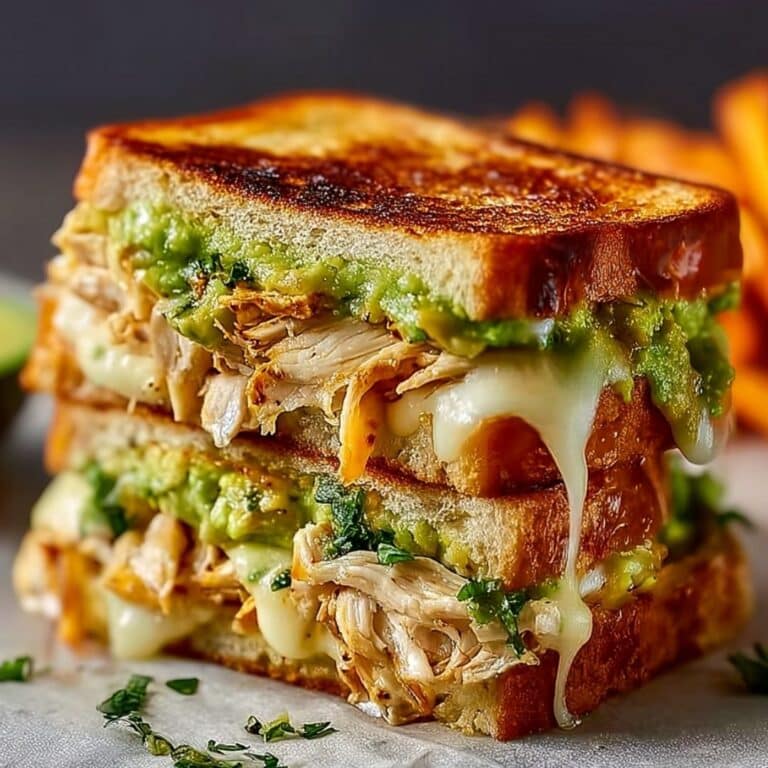 Chicken Avocado Melt Sandwich with gooey cheese