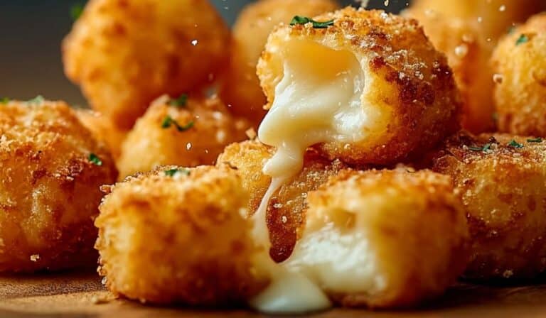 Cheesy Parmesan Mozzarella Bites with gooey melted cheese center