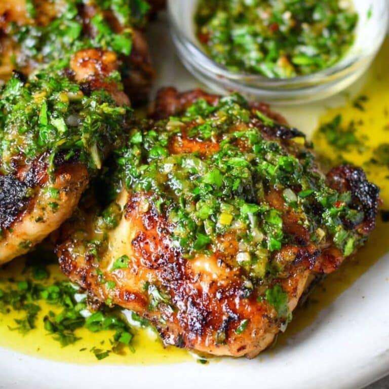 Chimichurri Chicken Thighs served with green herb sauce
