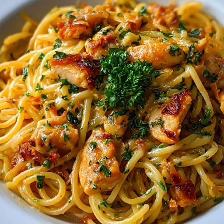 Monterey Chicken Spaghetti with BBQ chicken and melted Monterey Jack cheese