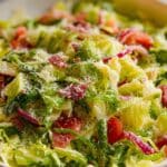 La Scala Chopped Salad served fresh with salami, lettuce, and cheese.