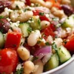 Mediterranean White Bean Salad with tomatoes, cucumbers, and white beans