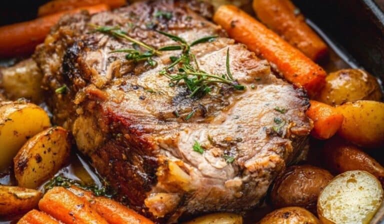 Slow Cooker Pork Roast with potatoes and carrots