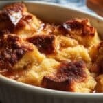 Pioneer Woman French Toast Casserole baked golden and drizzled with syrup