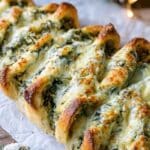 Christmas Tree Spinach Dip Breadsticks fresh from the oven, golden brown and cheesy