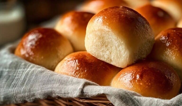 Easy 30-Minute Dinner Rolls in rustic basket