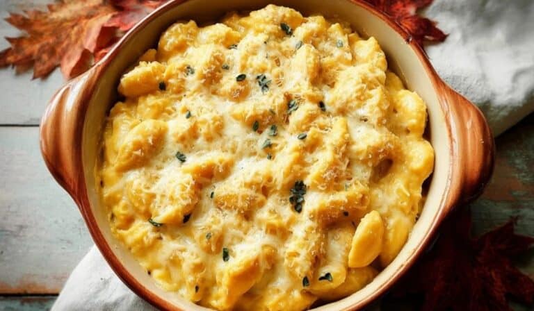 Creamy Butternut Squash Mac and Cheese in a rustic bowl