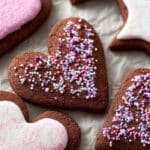 Heart and star Chocolate Sugar Cookies with pastel icing