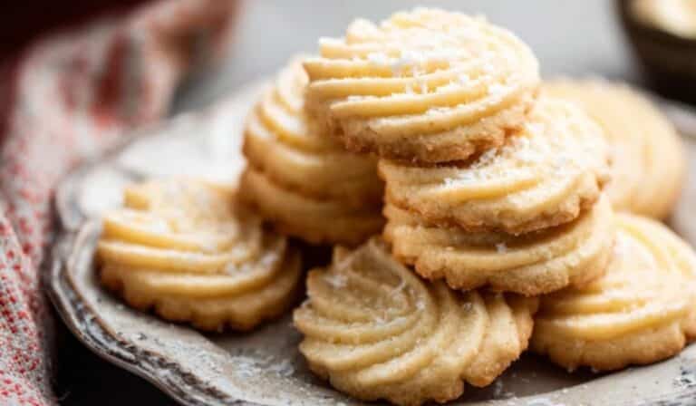 Featured image of homemade butter cookies on ceramic plate