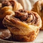 Homemade Cruffins served on a rustic tray with morning light