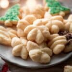 Spritz Cookies on holiday plate
