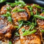 Easy Miso Butter Chicken served in a ceramic dish with garnish