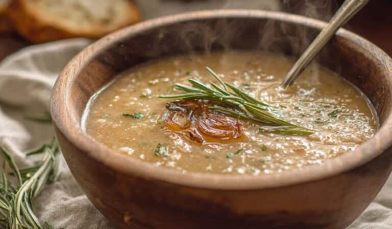 Rosemary Roasted Garlic Bean Soup, garlic soup, vegan soup