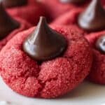 Easy Hershey's Red Velvet Blossoms Cookies on a white plate
