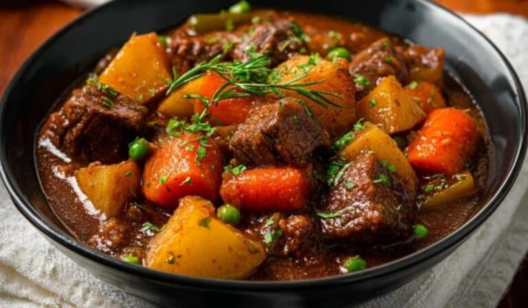 Ingredients laid out for Guinness beef and vegetable stew